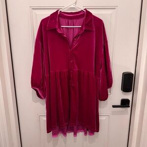 XXL PINK VELVET TUNIC